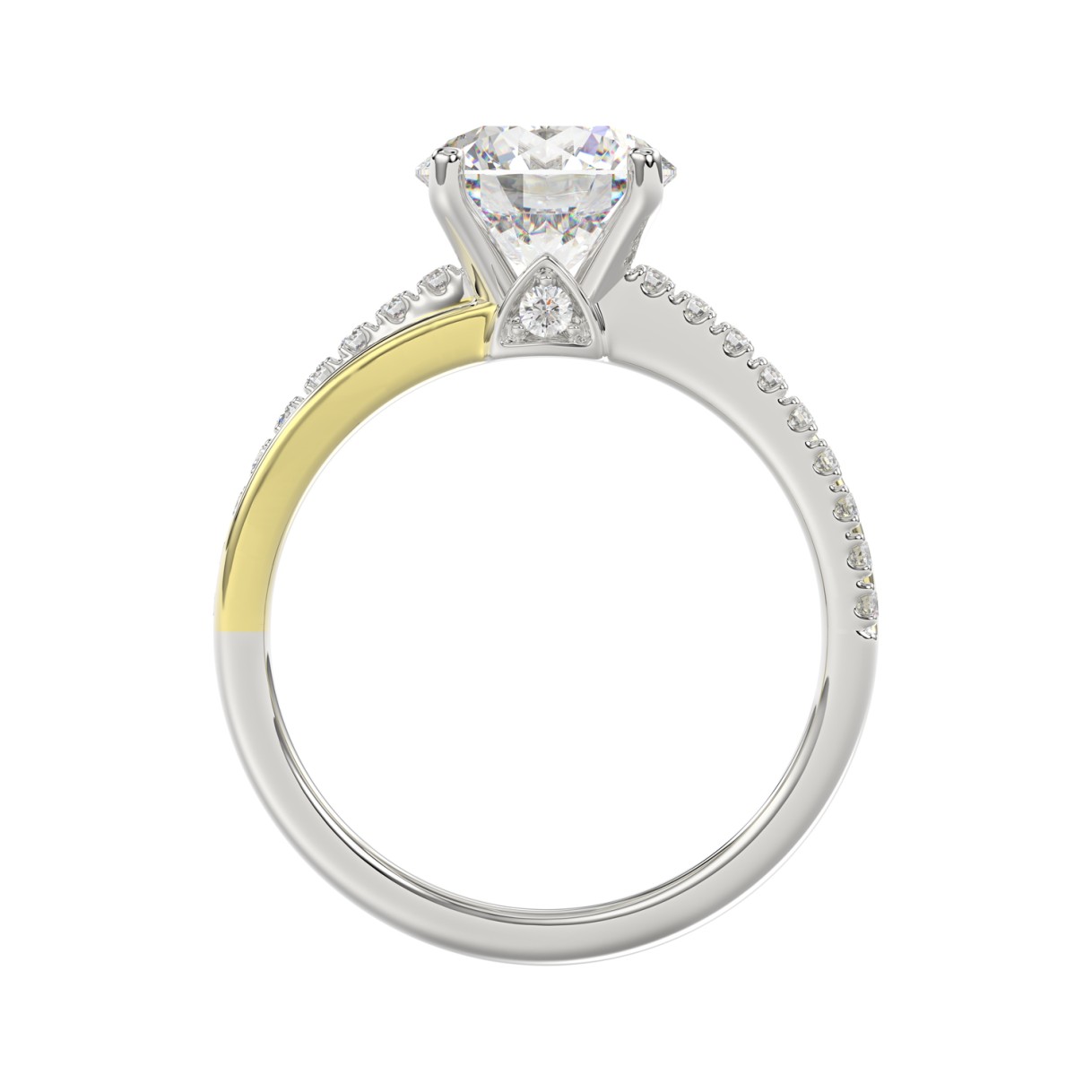 14K WHITE/YELLOW GOLD 2 1/4CT ROUND DIAMOND LADIES RING (CENTER STONE ROUND DIAMOND 2CT)