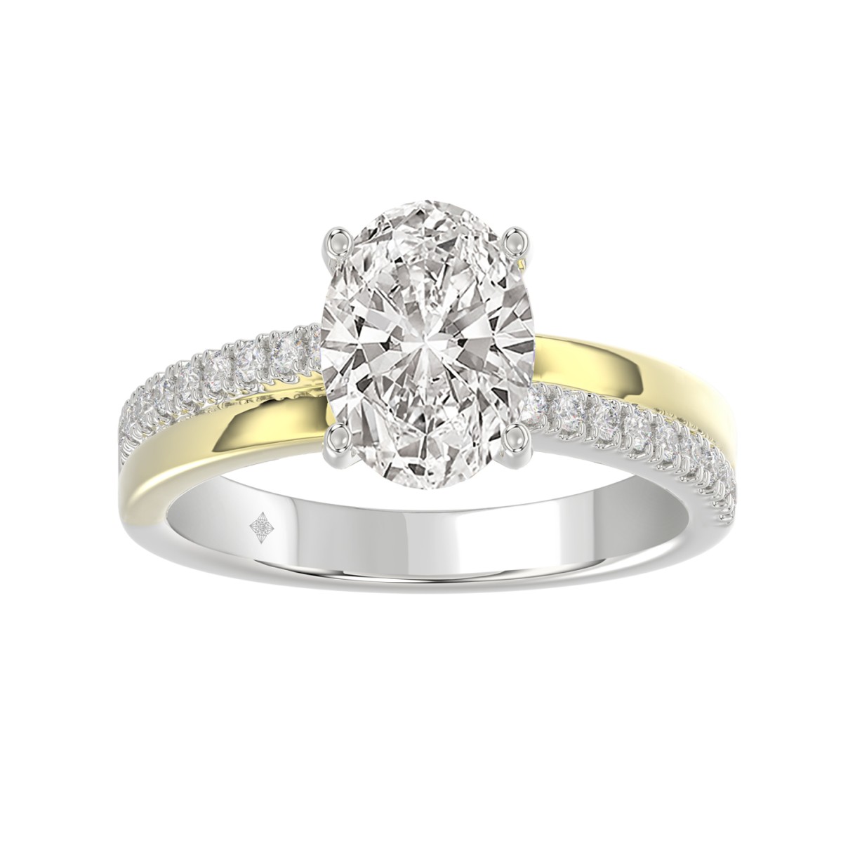 14K WHITE/YELLOW GOLD 2 1/4CT ROUND/OVAL DIAMOIND ...