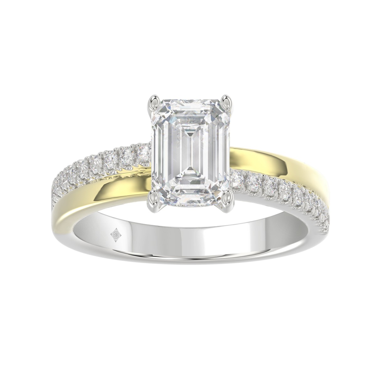 14K WHITE/YELLOW GOLD 2 1/4CT ROUND/EMERALD CUT DI...