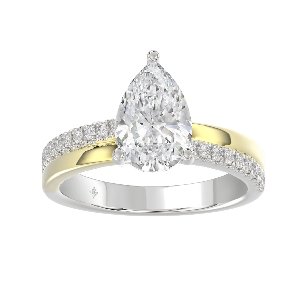 14K WHITE/YELLOW GOLD 2 1/4CT ROUND/PEAR DIAMOND L...