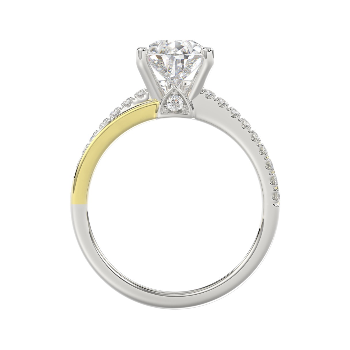 14K WHITE/YELLOW GOLD 2 1/4CT ROUND/PEAR DIAMOND LADIES RING (CENTER STONE PEAR DIAMOND 2CT)