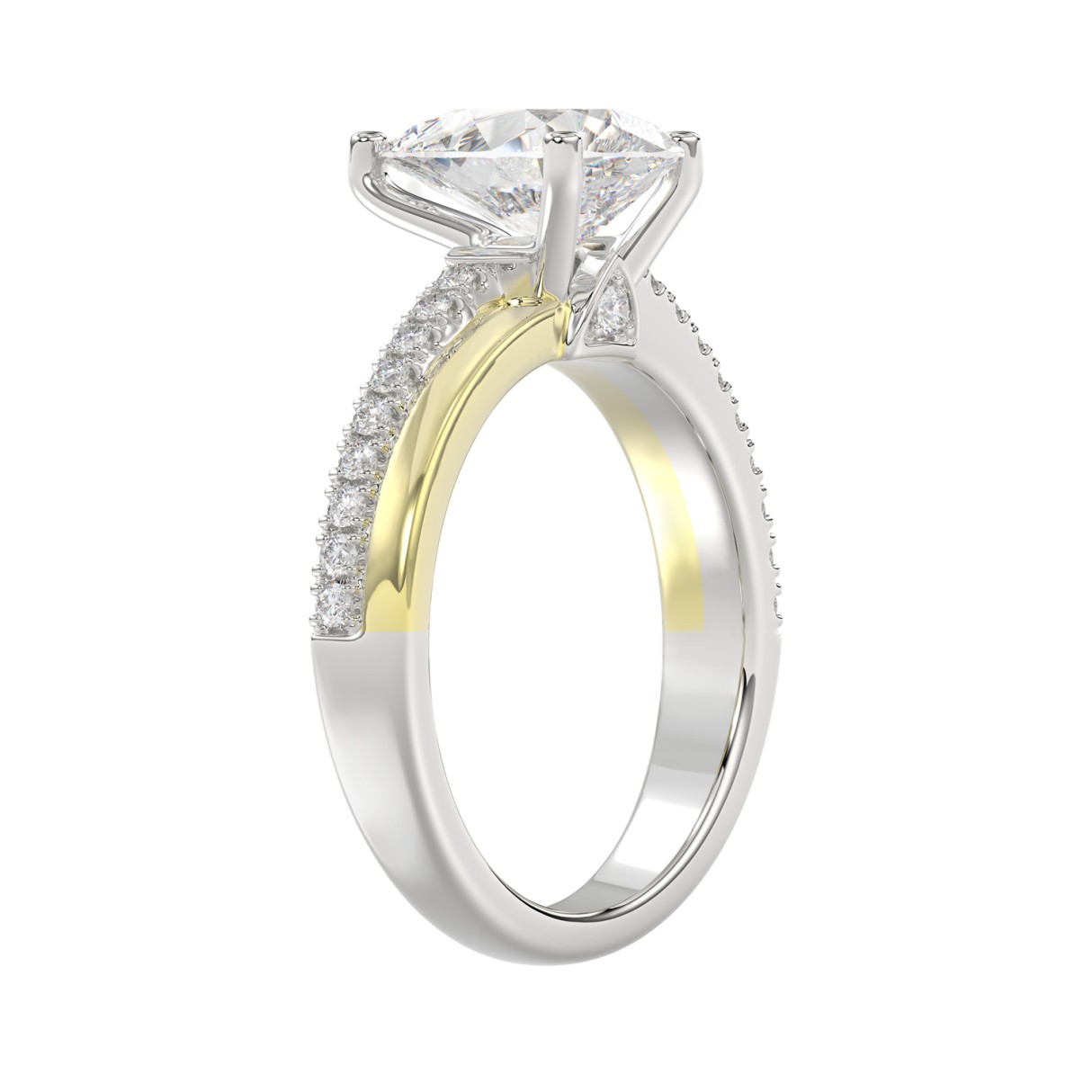 14K WHITE/YELLOW GOLD 2 1/4CT ROUND/PEAR DIAMOND LADIES RING (CENTER STONE PEAR DIAMOND 2CT)