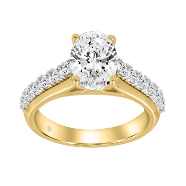 10K WHITE/YELLOW GOLD 2 1/2CT ROUND/OVAL DIAMOND LADIES RING (CENTER STONE OVAL DIAMOND 2CT)