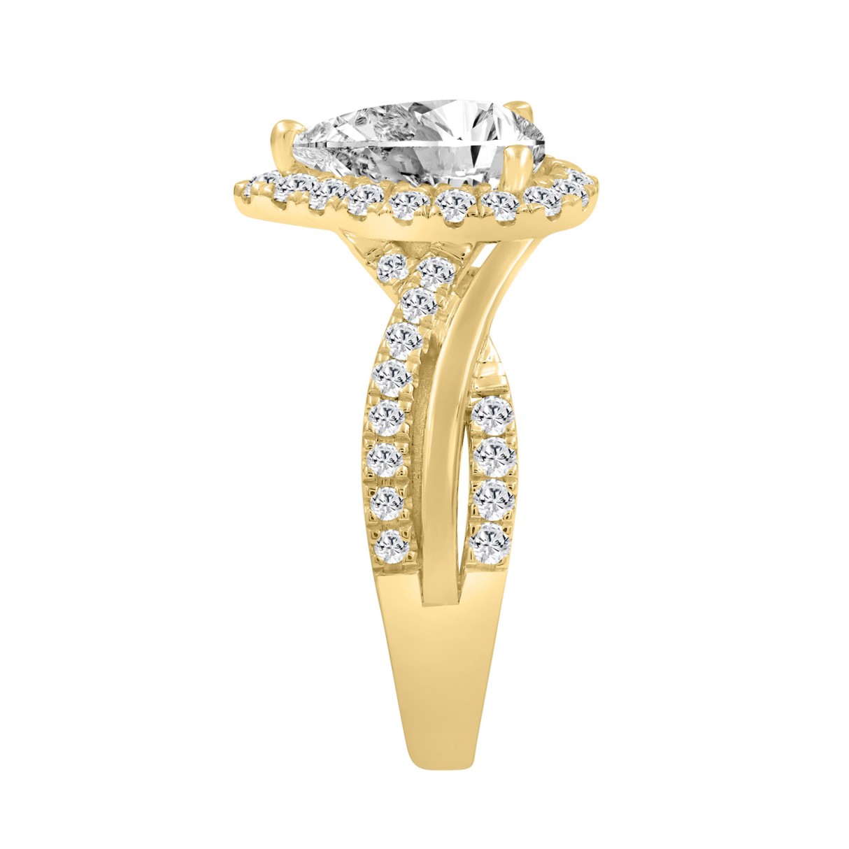 14K YELLOW GOLD 2 3/4CT ROUND/PEAR DIAMOND LADIES RING (CENTER STONE PEAR DIAMOND 2.00CT)