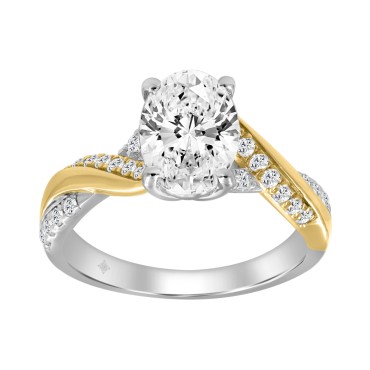 10K WHITE/YELLOW GOLD 2 1/4CT ROUND/OVAL DIAMOND LADIES RING (CENTER STONE OVAL DIAMOND 2CT)