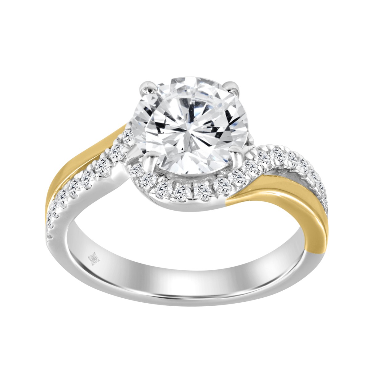 10K WHITE/YELLOW GOLD 2 1/3CT ROUND DIAMOND LADIES RING (CENTER STONE ROUND DIAMOND 2CT)
