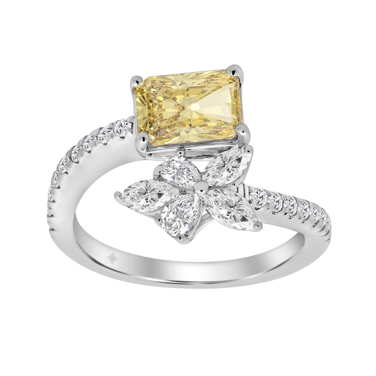 14K WHITE GOLD 2 1/4CT ROUND/MARQUISE/PEAR/YELLOW RADIANT DIAMOND LADIES RING