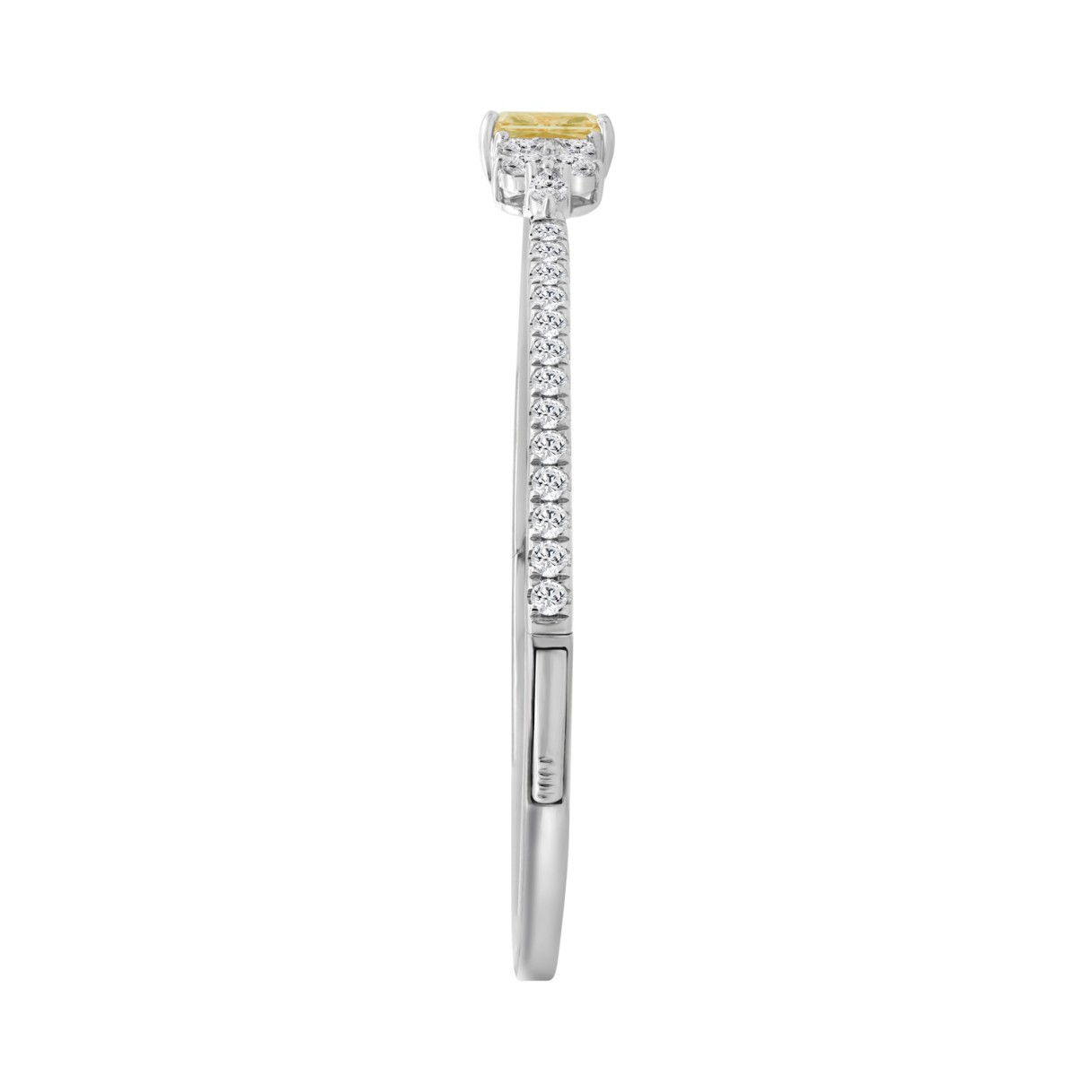 14K WHITE GOLD 3 1/4CT ROUND/PEAR/MARQUISE/YELLOW RADIANT DIAMOND LADIES BANGLE (CENTER STONE YELLOW RADIANT DIAMOND 1 1/2CT)