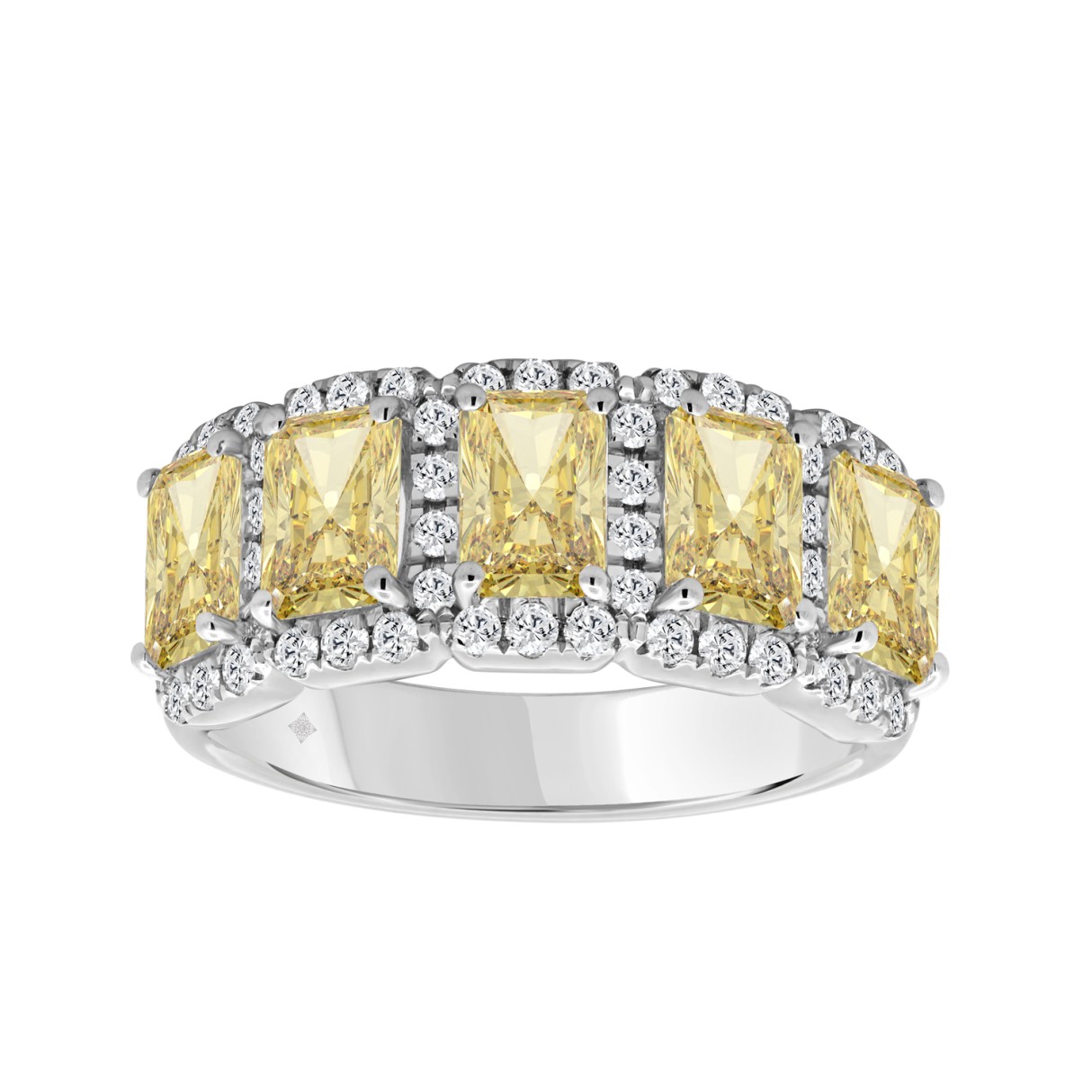 14K WHITE GOLD 3.00CT ROUND/RADIANT YELLOW DIAMOND...