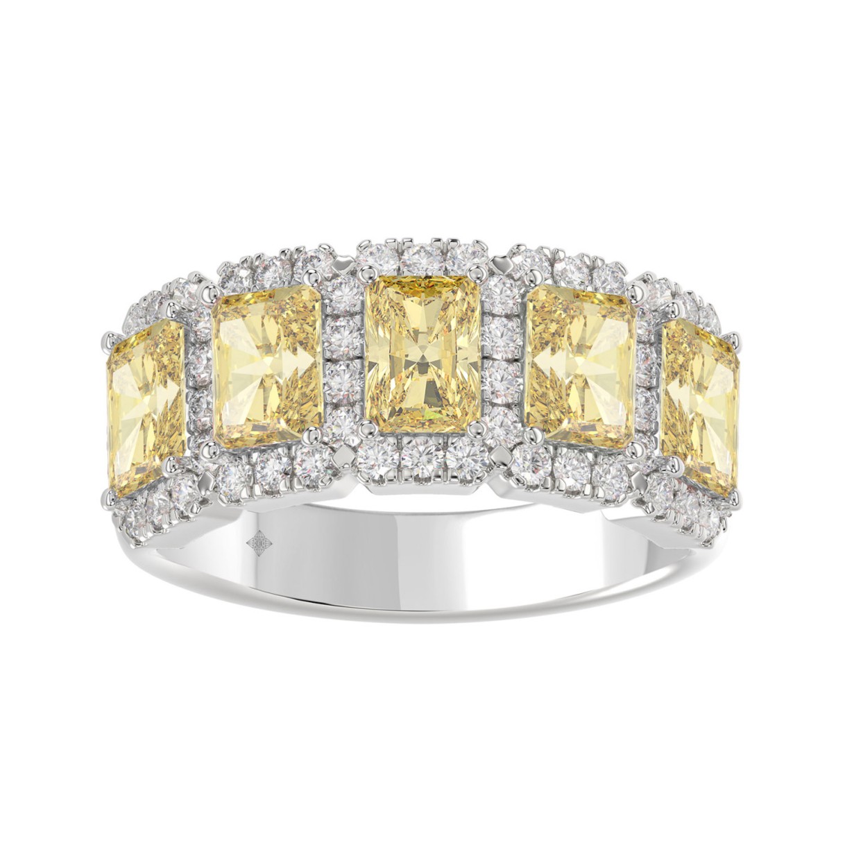 14K WHITE GOLD 3.00CT ROUND/RADIANT YELLOW DIAMOND...