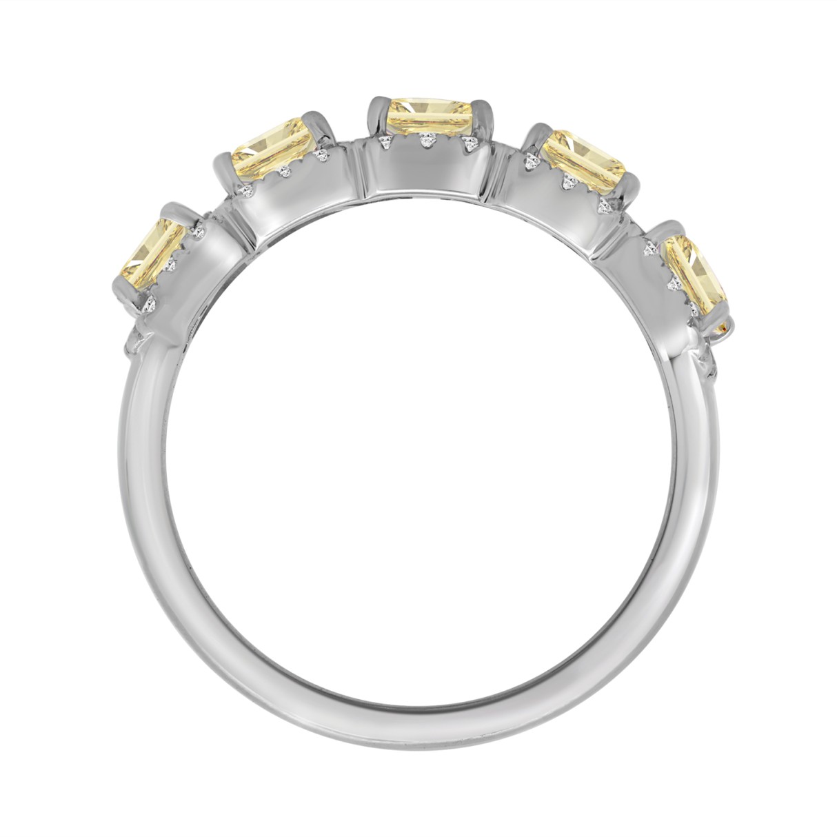 14K WHITE GOLD 3.00CT ROUND/RADIANT YELLOW DIAMOND LADIES RING