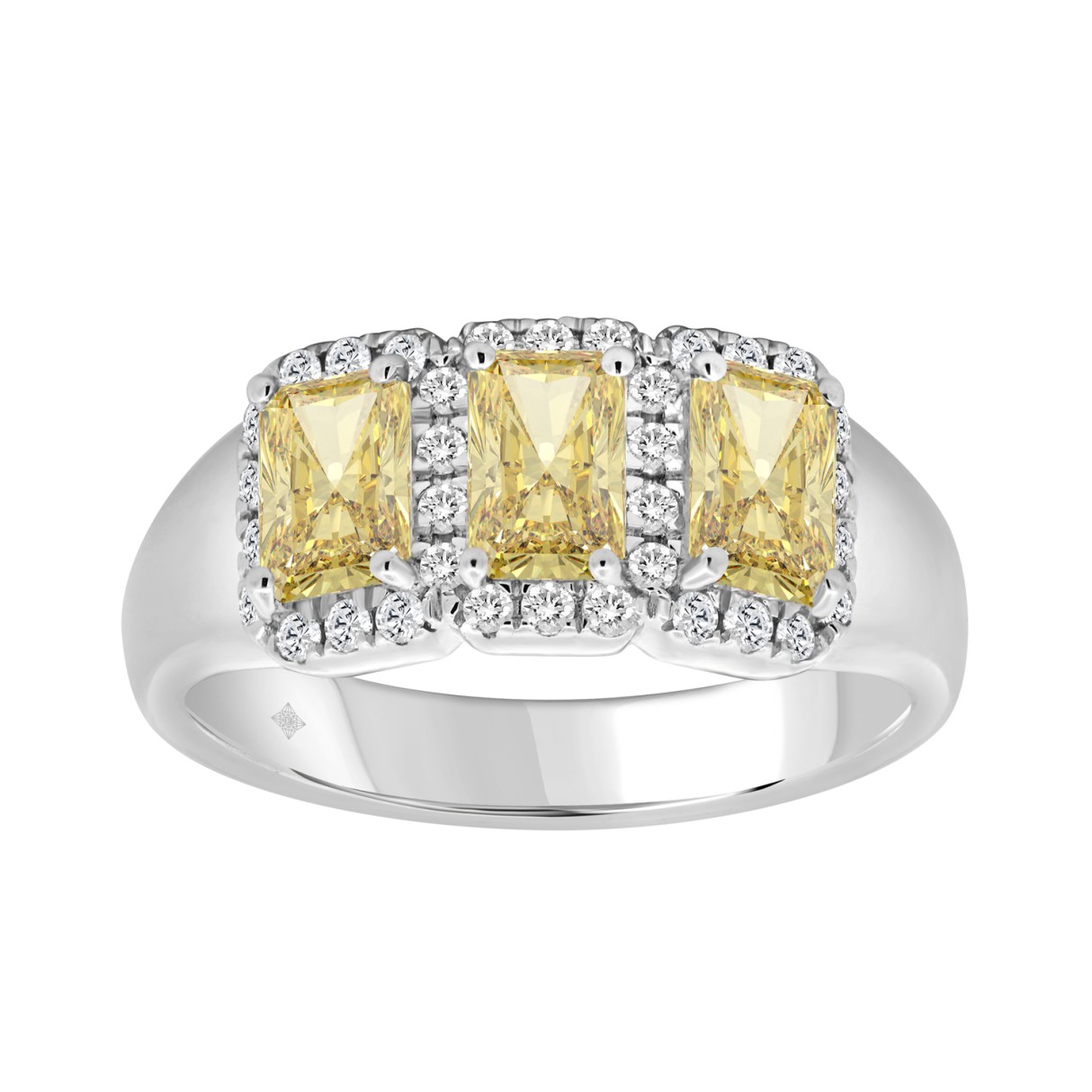 14K WHITE GOLD 1 3/4CT ROUND/RADIANT YELLOW DIAMON...