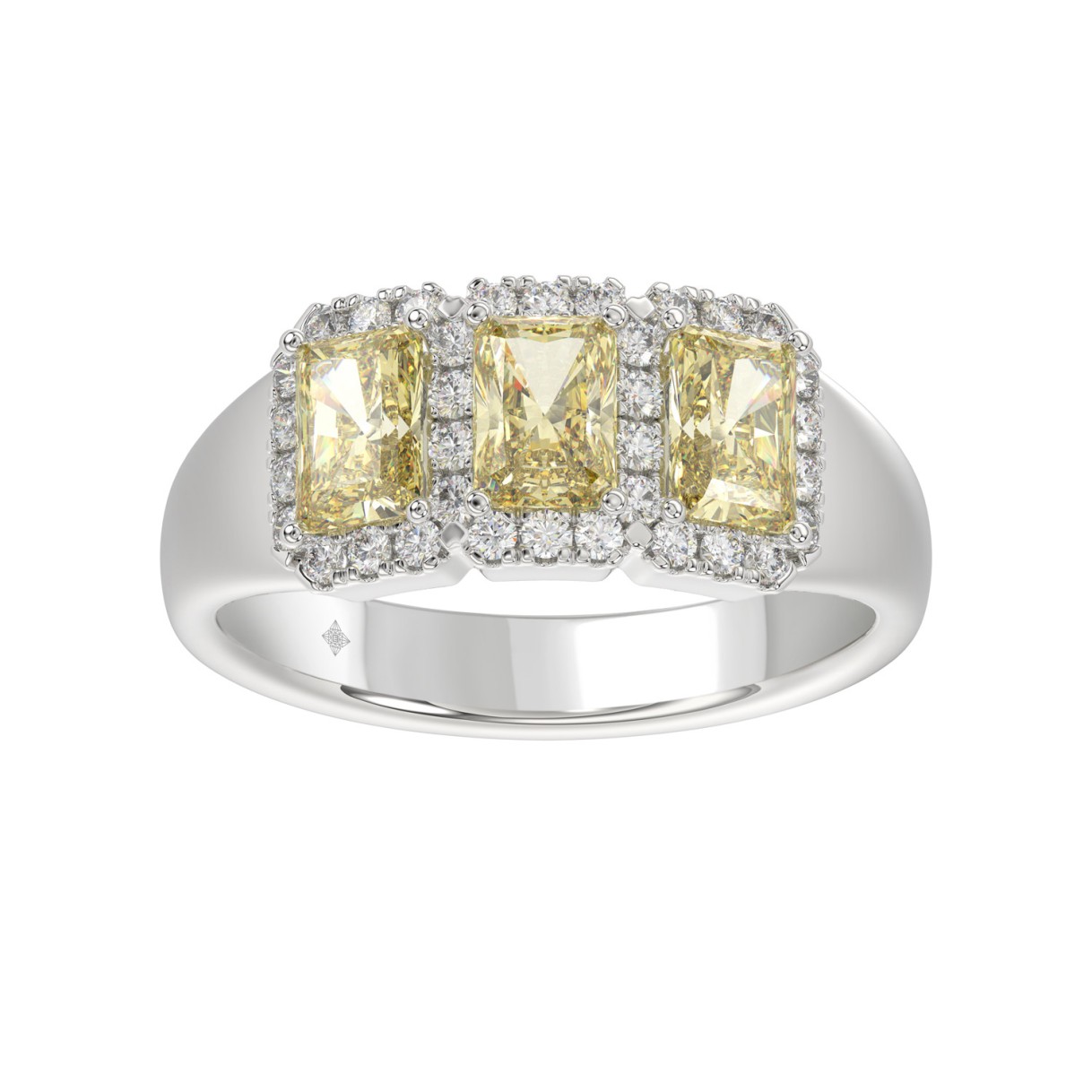 14K WHITE GOLD 1 3/4CT ROUND/RADIANT YELLOW DIAMON...