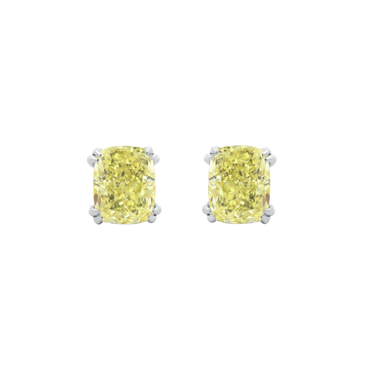 14K WHITE GOLD 2.00CT CUSHION YELLOW DIAMOND LADIE...