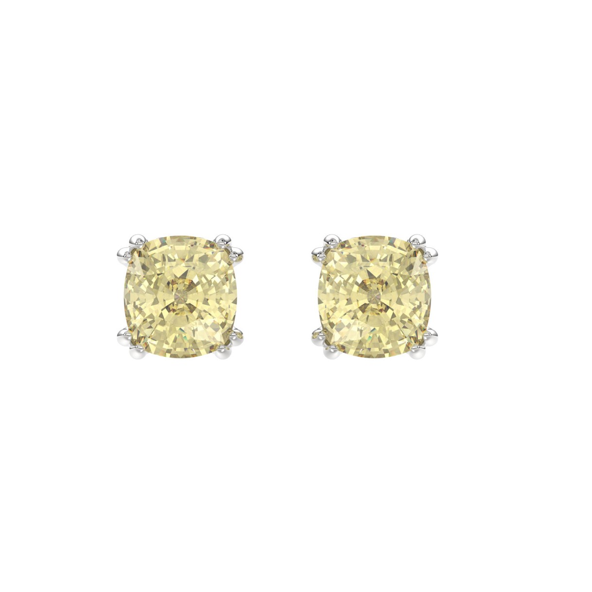 14K WHITE GOLD 2.00CT CUSHION YELLOW DIAMOND LADIE...