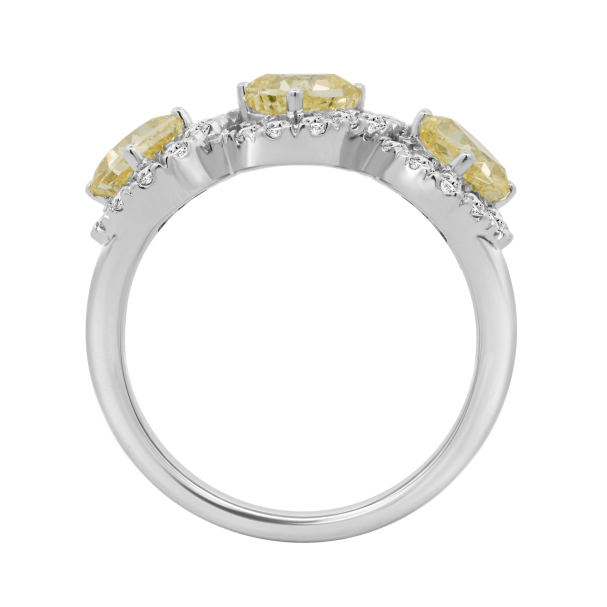 14K WHITE GOLD 2.00CT ROUND/YELLOW CUSHION DIAMOND LADIES RING