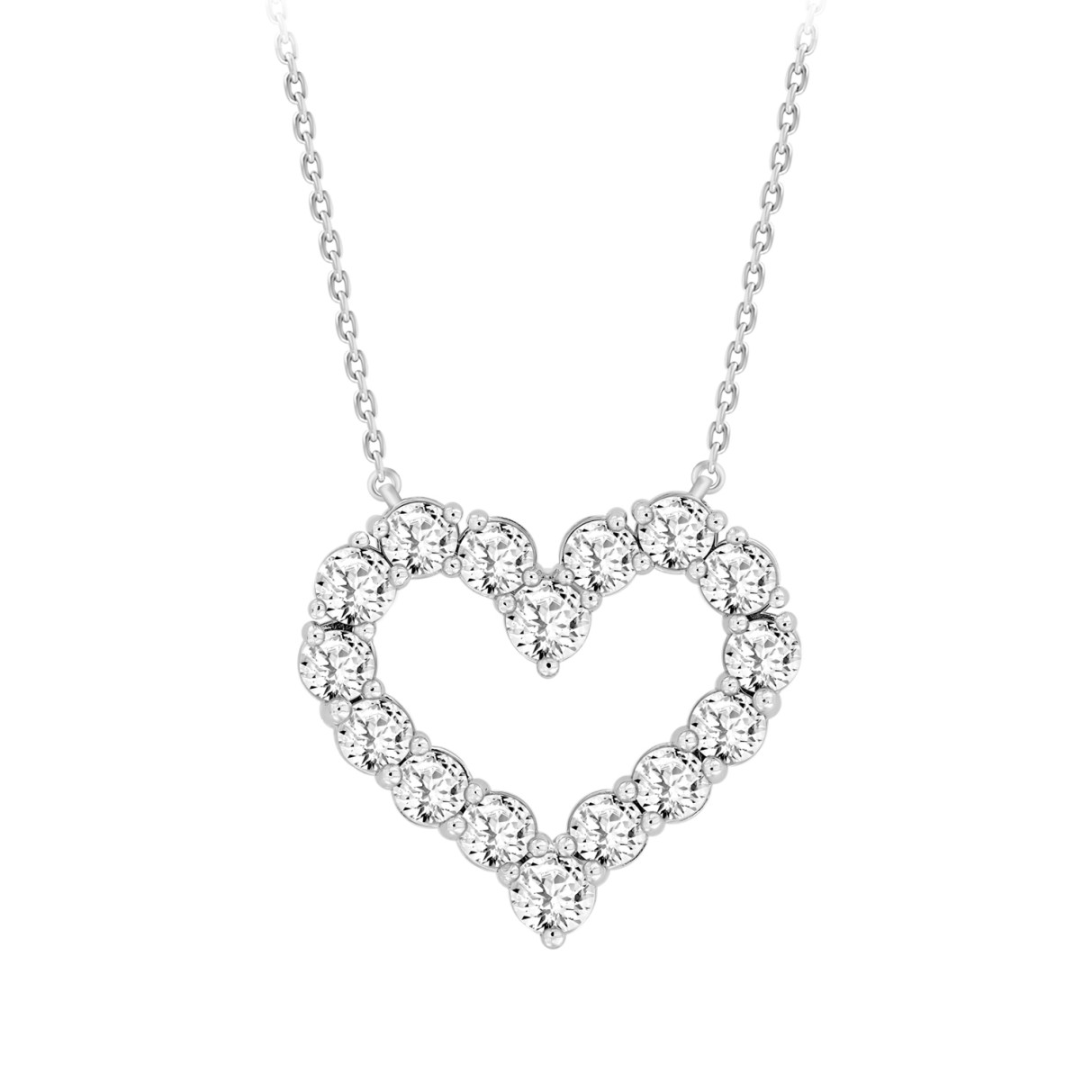 14K WHITE GOLD 2.00CT ROUND DIAMOND LADIES NECKLACE