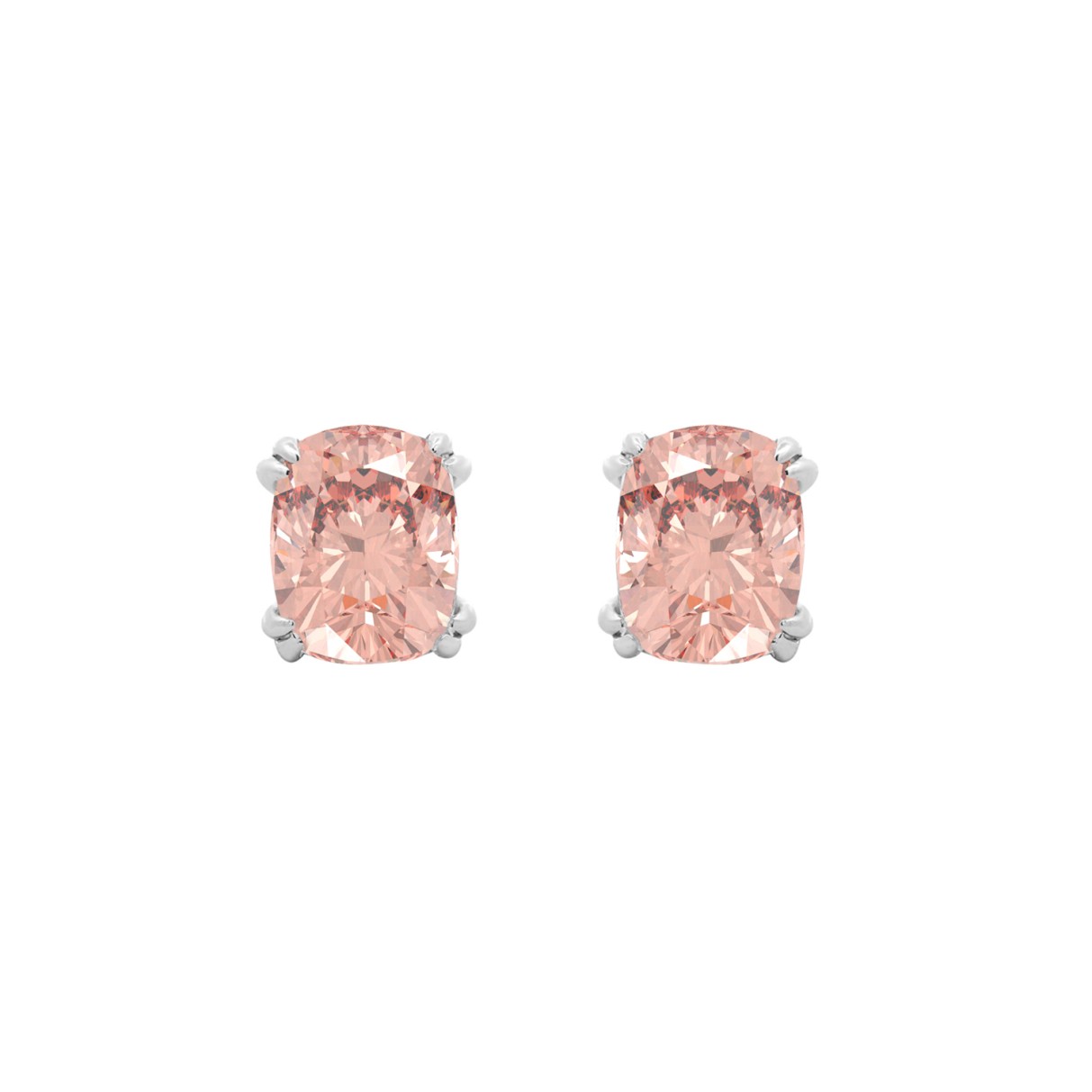 14K WHITE GOLD 2.00CT PINK CUSHION DIAMOND LADIES EARRINGS