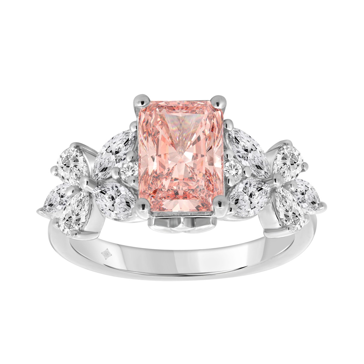 14K WHITE GOLD 3 1/4CT MARQUISE/PEAR/PINK RADIANT ...