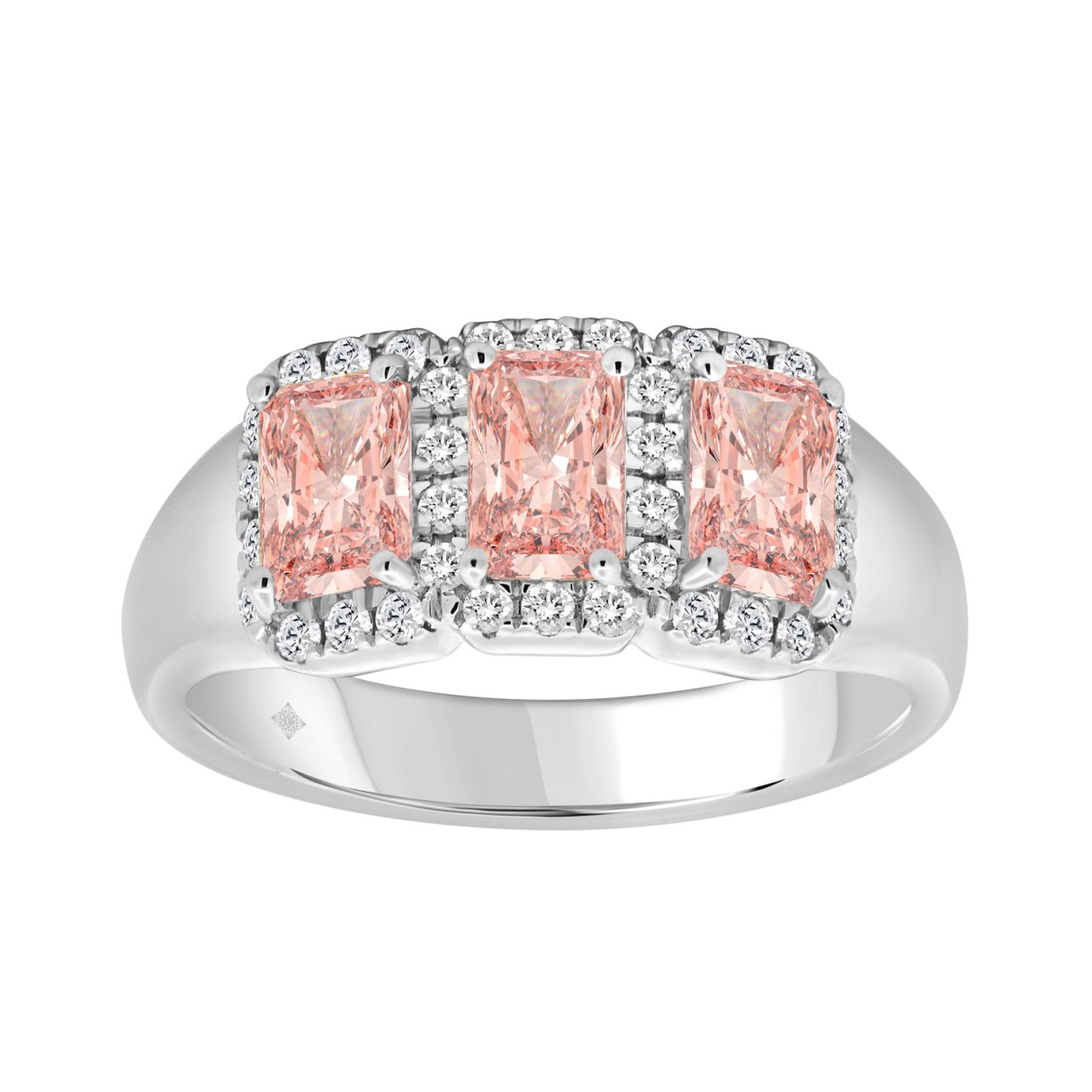 14K WHITE GOLD 1 3/4CT ROUND/PINK RADIANT DIAMOND ...