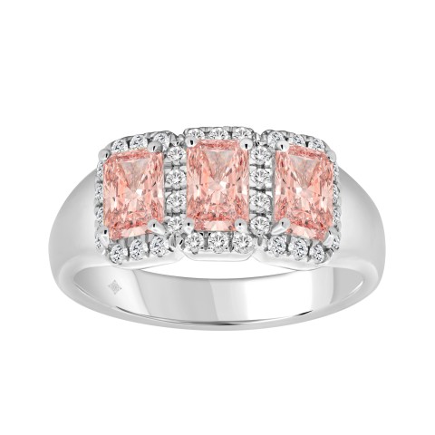 14K WHITE GOLD 1 3/4CT ROUND/PINK RADIANT DIAMOND LADIES RING