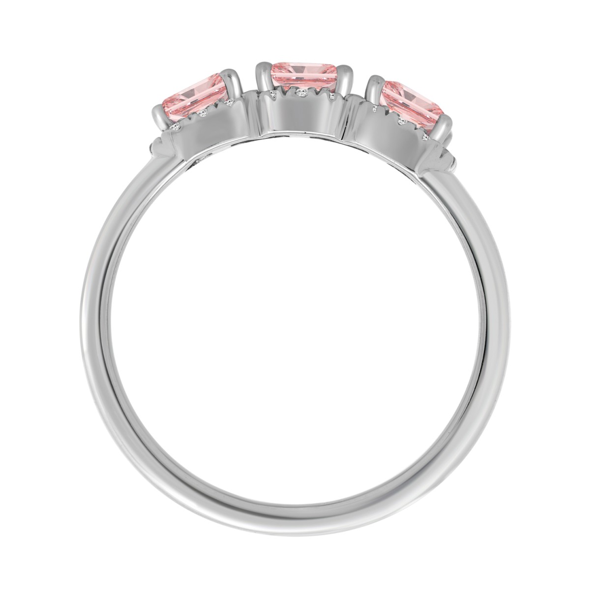 ETERNAL BLUSH COLLECTION 14K WHITE GOLD 1 3/4CT ROUND/PINK RADIANT DIAMOND LADIES RING