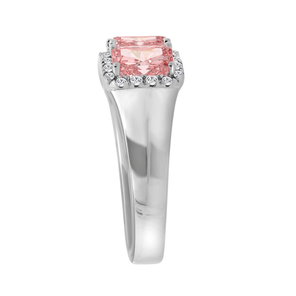 ETERNAL BLUSH COLLECTION 14K WHITE GOLD 1 3/4CT ROUND/PINK RADIANT DIAMOND LADIES RING
