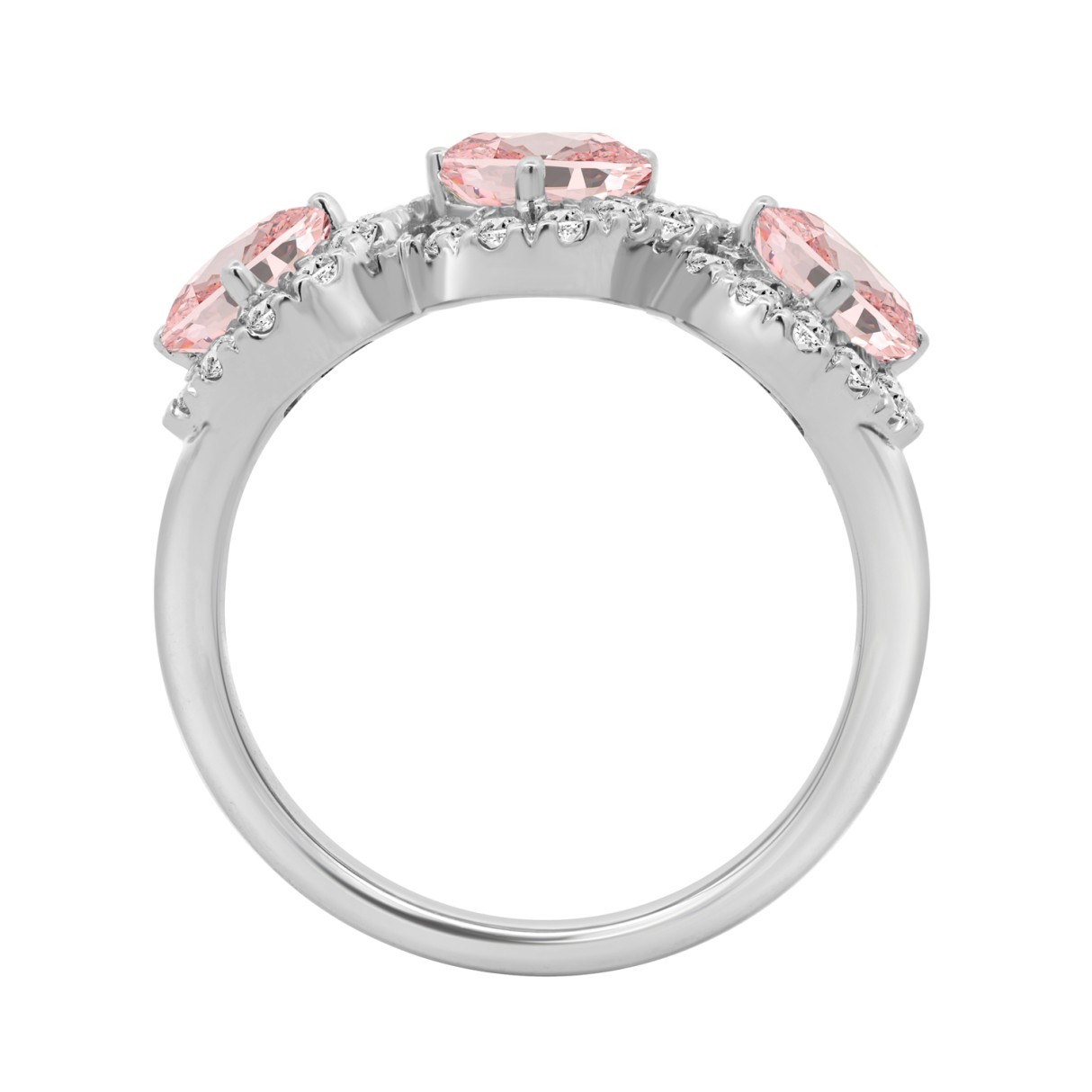 ETERNAL BLUSH COLLECTION 14K WHITE GOLD 2.00CT ROUND/PINK CUSHION DIAMOND LADIES RING