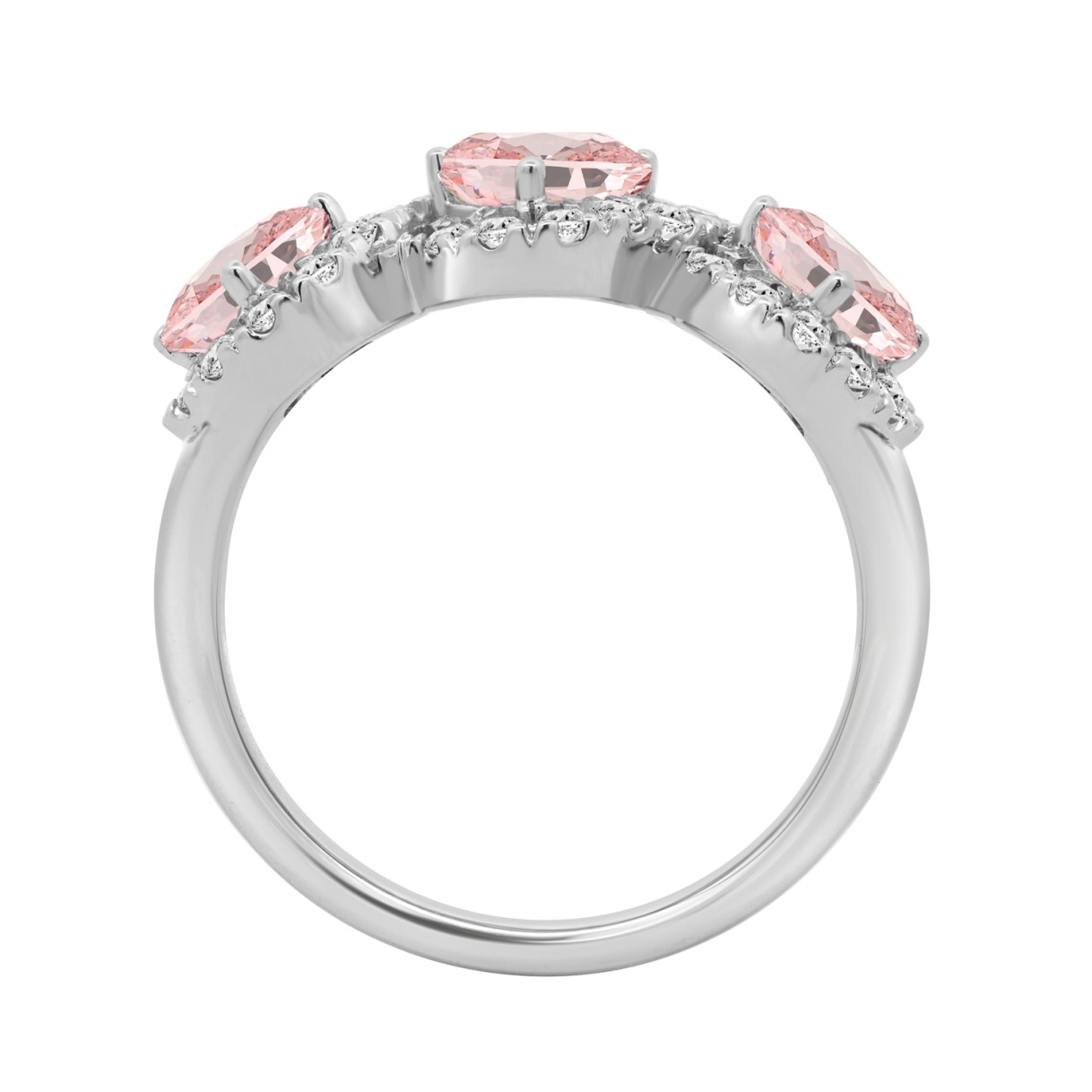ETERNAL BLUSH COLLECTION 14K WHITE GOLD 2.00CT ROUND/PINK CUSHION DIAMOND LADIES RING