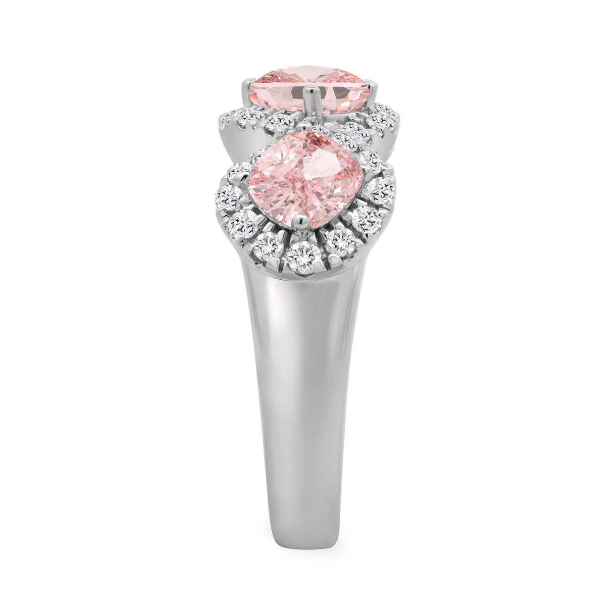 ETERNAL BLUSH COLLECTION 14K WHITE GOLD 2.00CT ROUND/PINK CUSHION DIAMOND LADIES RING