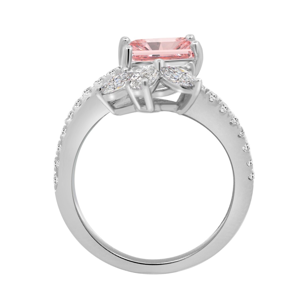 ETERNAL BLUSH COLLECTION 14K WHITE GOLD 2.1/4CT ROUND/MARQUISE/PEAR/PINK RADIANT DIAMOND LADIES RING