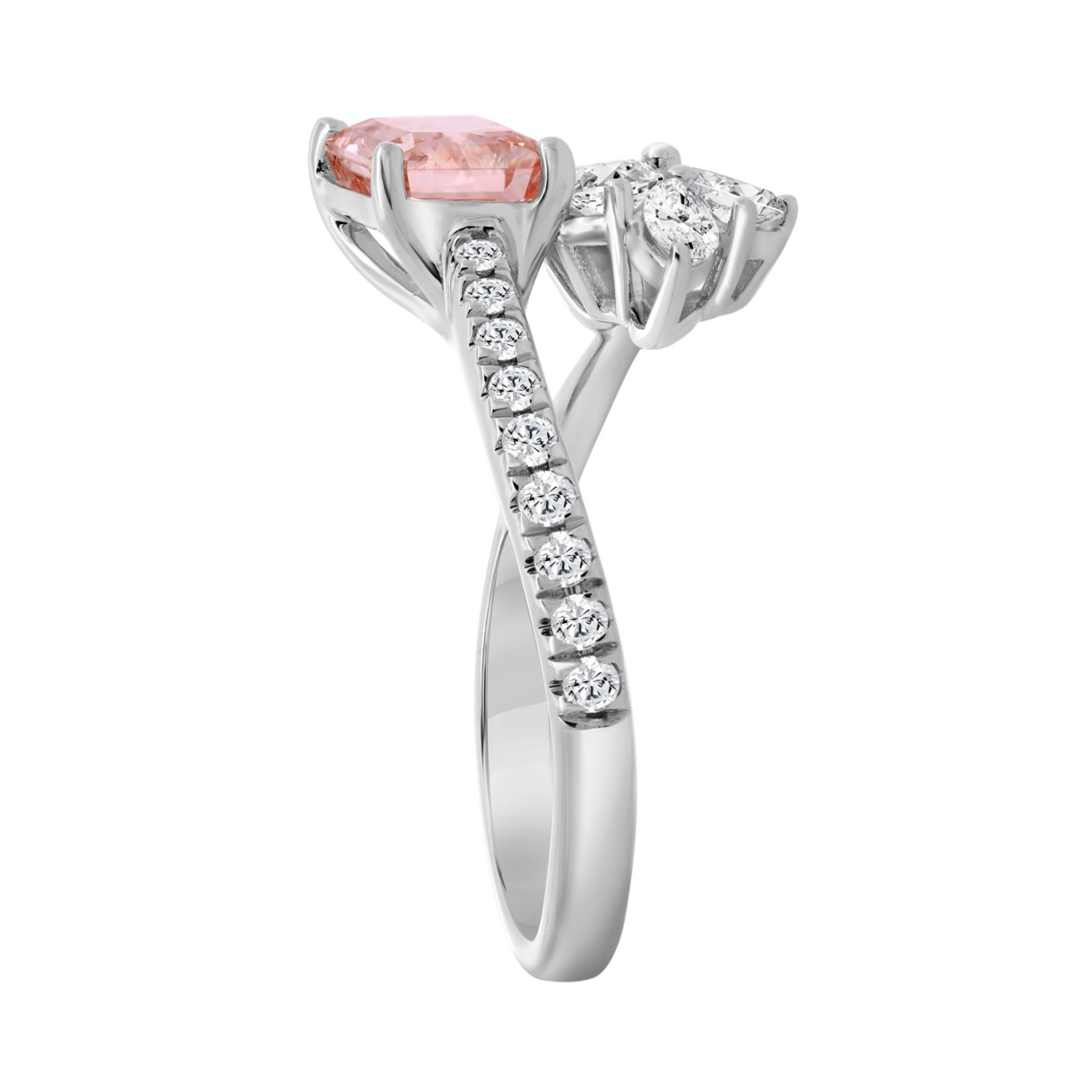 ETERNAL BLUSH COLLECTION 14K WHITE GOLD 2.1/4CT ROUND/MARQUISE/PEAR/PINK RADIANT DIAMOND LADIES RING