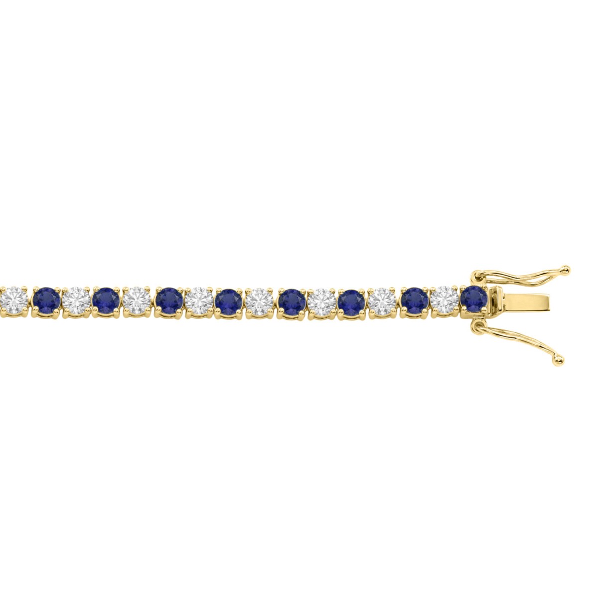 14K YELLOW GOLD 5 3/8CT ROUND/BLUE SAPPHIRE ROUND DIAMOND LADIES BRACELET (BLUE SAPPHIRE ROUND 3CT)