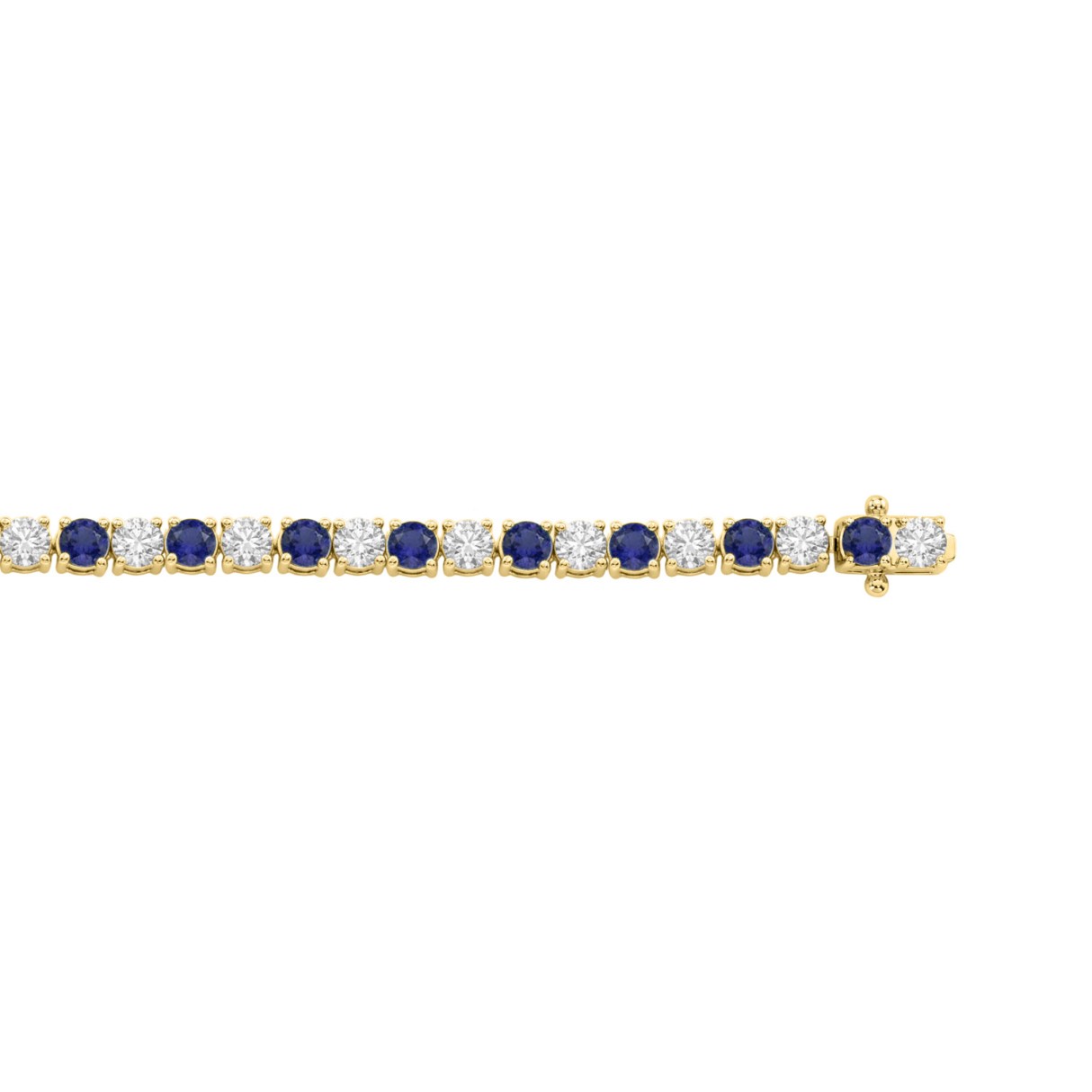 14K YELLOW GOLD 5 3/8CT ROUND/BLUE SAPPHIRE ROUND DIAMOND LADIES BRACELET (BLUE SAPPHIRE ROUND 3CT)