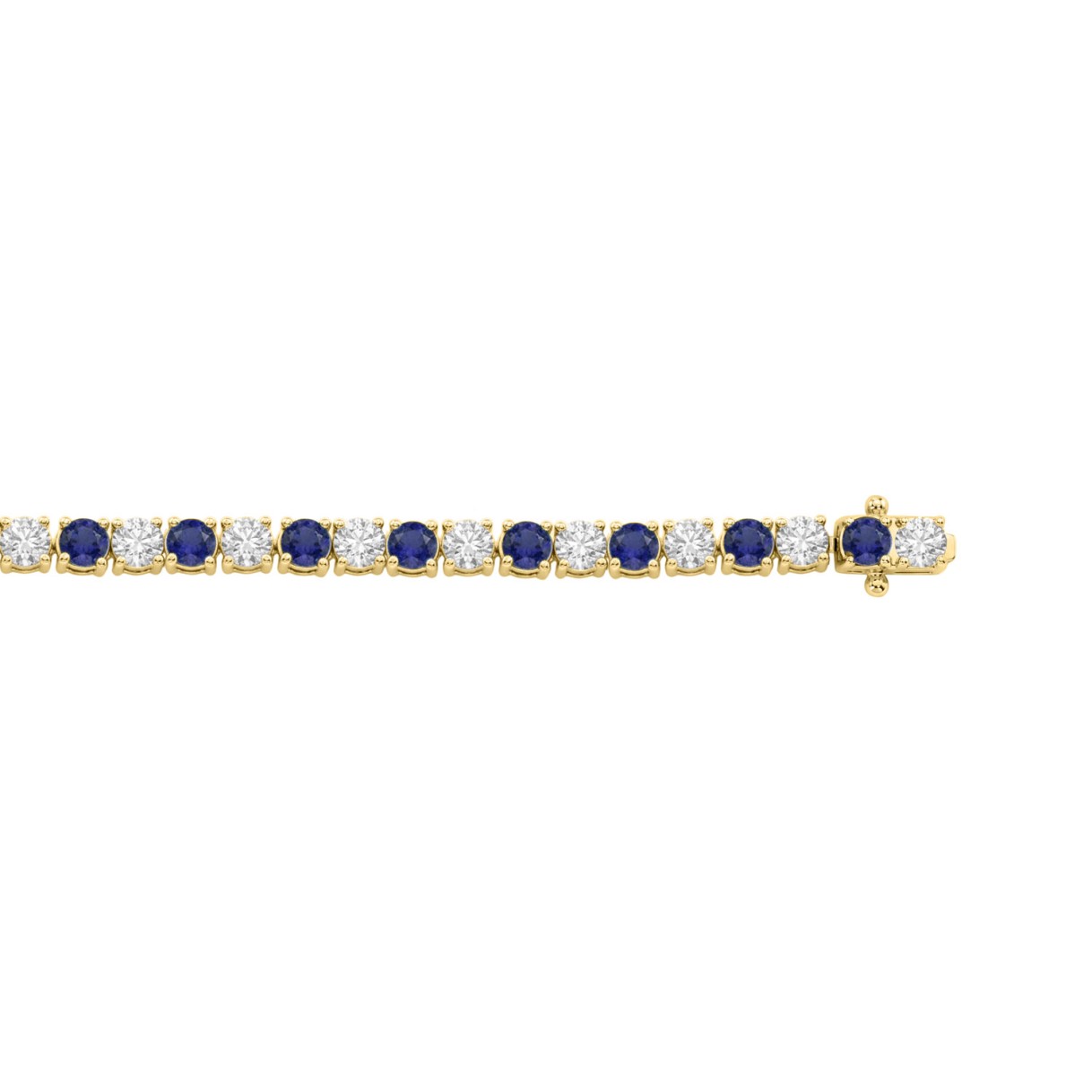 14K YELLOW GOLD 5 3/8CT ROUND/BLUE SAPPHIRE ROUND DIAMOND LADIES BRACELET (BLUE SAPPHIRE ROUND 3CT)