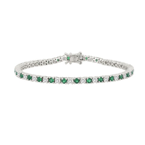 14K WHITE GOLD 5 3/8CT ROUND/EMERALD ROUND  DIAMOND LADIES BRACELET (ROUND EMERALD 3CT)