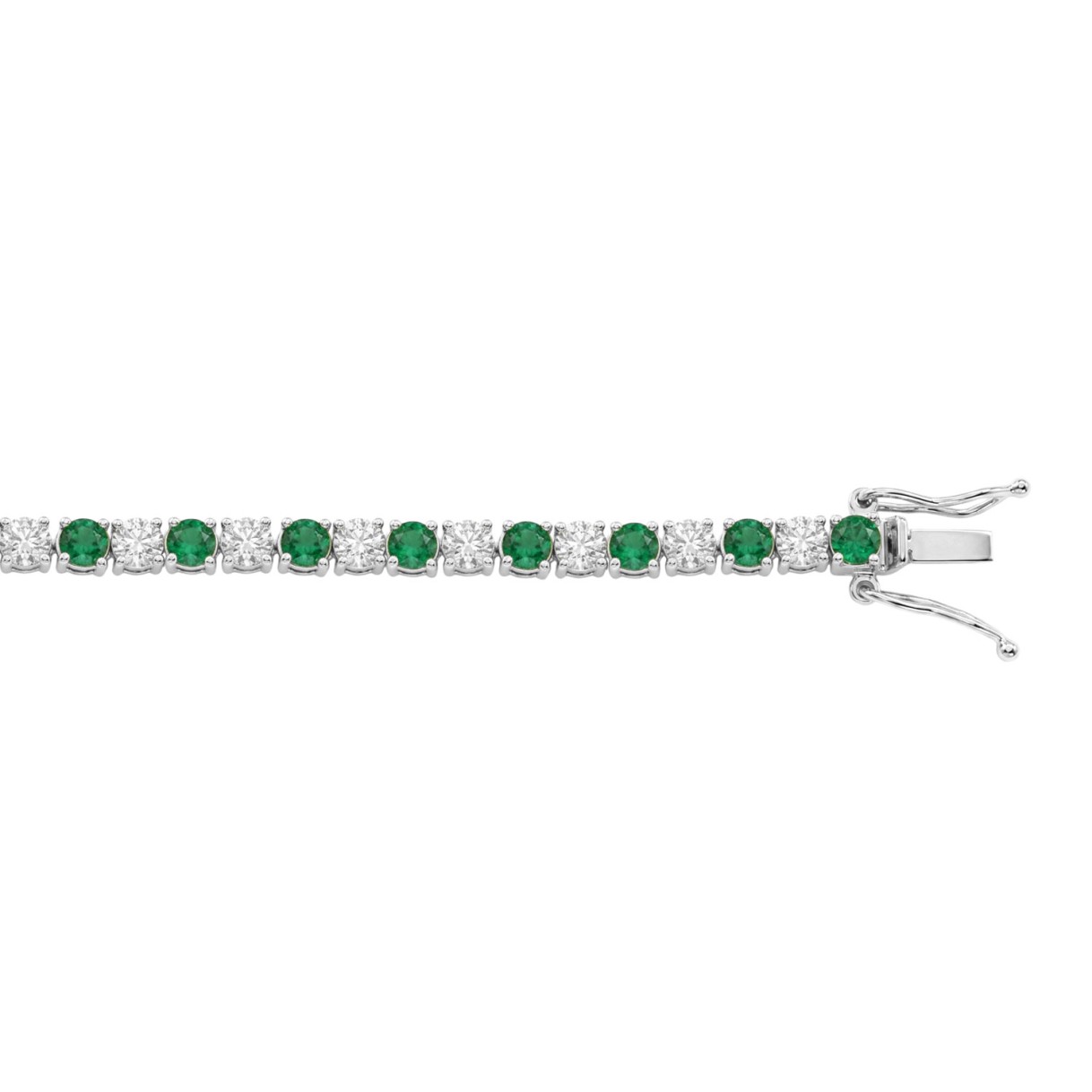 14K WHITE GOLD 5 3/8CT ROUND/EMERALD ROUND  DIAMOND LADIES BRACELET (ROUND EMERALD 3CT)