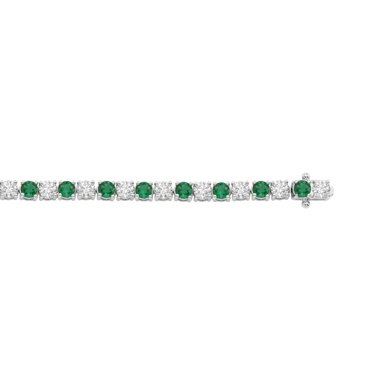 14K WHITE GOLD 5 3/8CT ROUND/EMERALD ROUND  DIAMOND LADIES BRACELET (ROUND EMERALD 3CT)