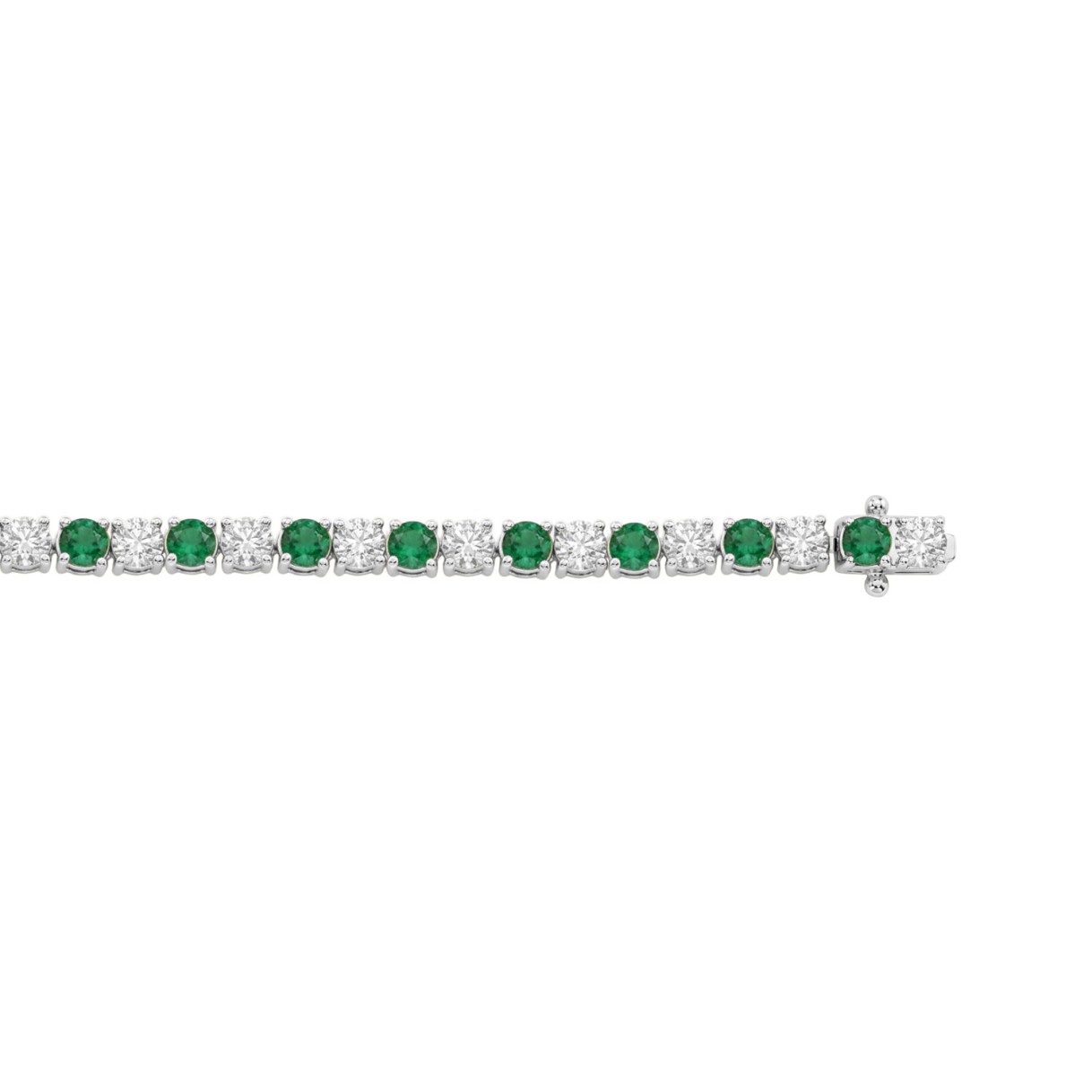 14K WHITE GOLD 5 3/8CT ROUND/EMERALD ROUND  DIAMOND LADIES BRACELET (ROUND EMERALD 3CT)