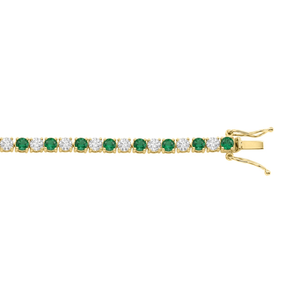 14K YELLOW GOLD 5 3/8CT ROUND/EMERALD ROUND  DIAMOND LADIES BRACELET (ROUND EMERALD 3CT)