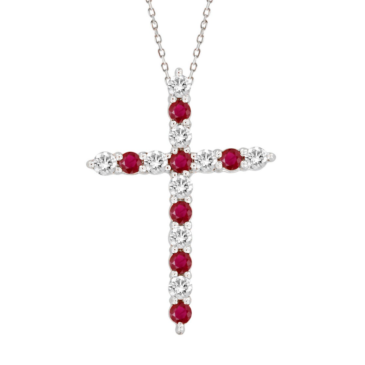 14K WHITE GOLD 3/4CT ROUND DIAMOND LADIES PENDANT (RUBY ROUND DIAMOND 3/8CT)