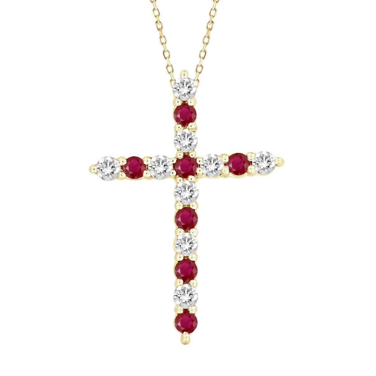 14K YELLOW GOLD 3/4CT ROUND DIAMOND LADIES PENDANT (RUBY ROUND DIAMOND 3/8CT)