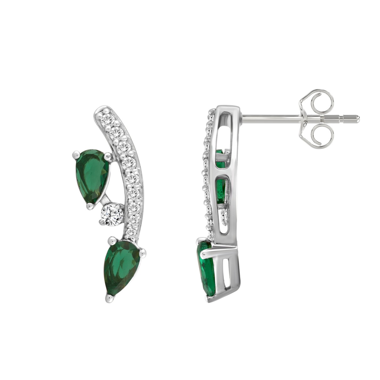 14K WHITE GOLD 1.00CT ROUND/PEAR DIAMOND LADIES EARRINGS (PEAR EMERALD DIAMOND 7/8CT)