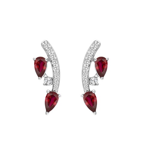 14K WHITE GOLD 1.00CT ROUND/PEAR DIAMOND LADIES EARRINGS (PEAR RUBY DIAMOND 7/8CT)