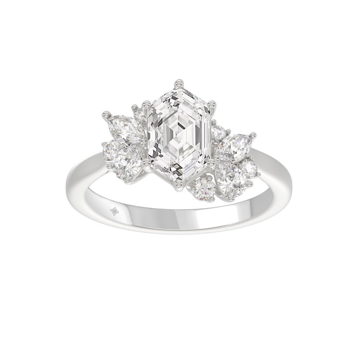 14K WHITE GOLD 2.00CT ROUND/MARQUISE/PEAR/LONG HEX...