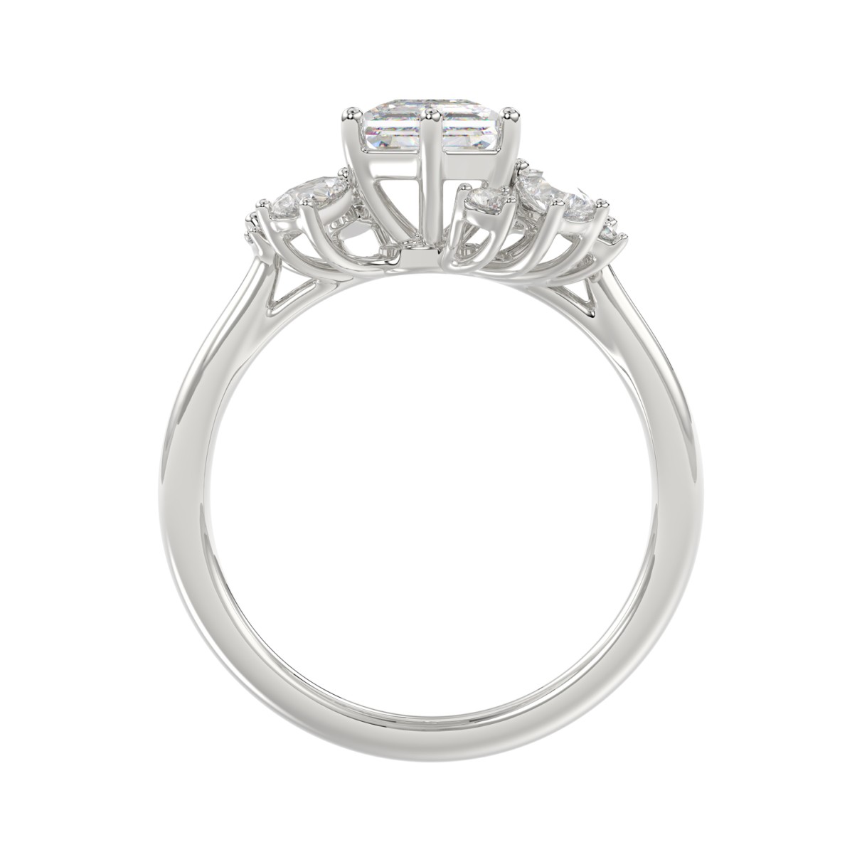 14K WHITE GOLD 2.00CT ROUND/MARQUISE/PEAR/LONG HEXAGON STEP CUT LADIES RING