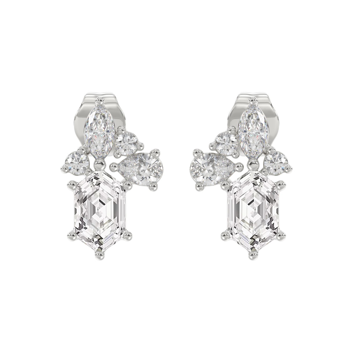 14K WHITE GOLD 1 1/2CT ROUND/MARQUISE/PEAR/HEXAGON...