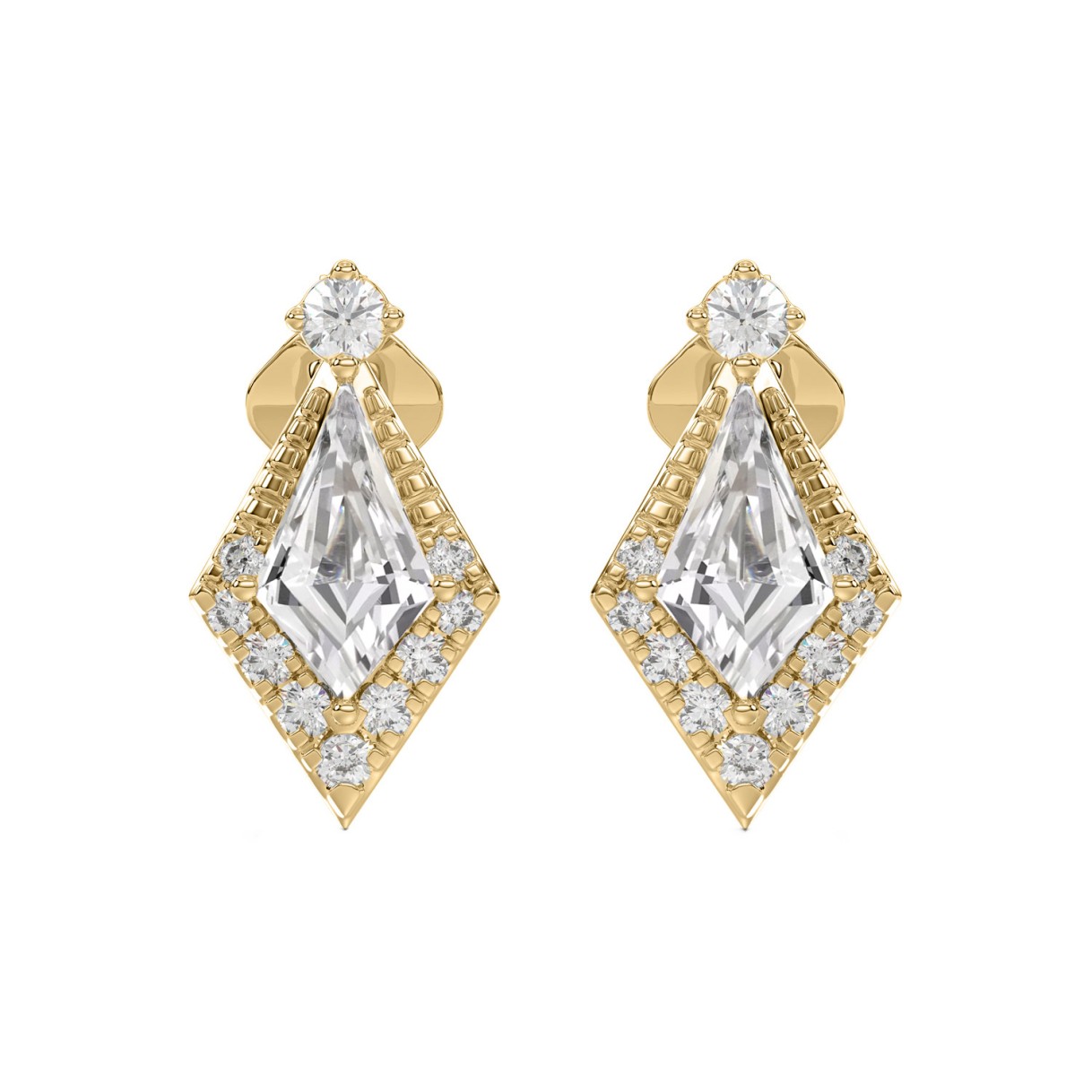 14K YELLOW GOLD 3/4CT ROUND/KITE STEP CUT DIAMOND ...