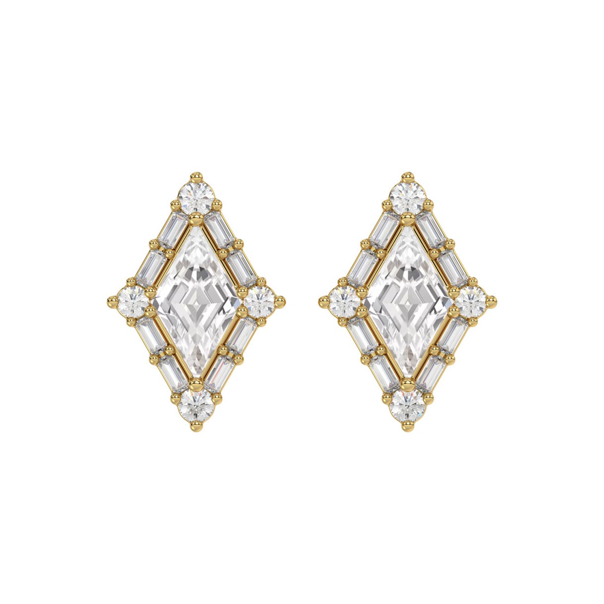 14K YELLOW GOLD 1 1/3CT ROUND/BAGUETTE/KITE STEP C...