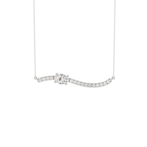 14K WHITE GOLD 3/4CT ROUND/OVAL DIAMOND LADIES NECKLACE